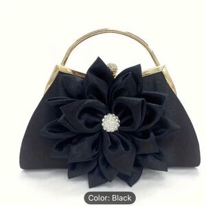 Elegant Black Floral Handbag